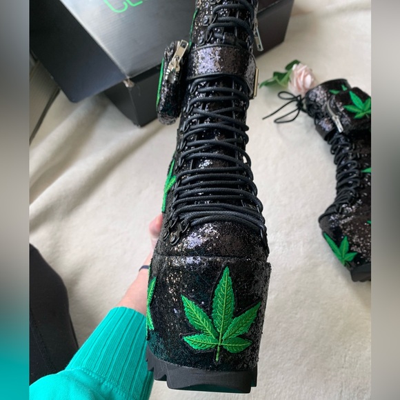 Dolls Kill Glitter Leaf Traitor Boots - Picture 10 of 16